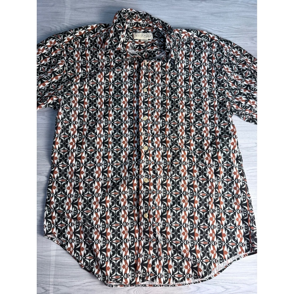 Natural Issue Mens XL Short Sleeve Button Down Shirt Geometric Abstract Print